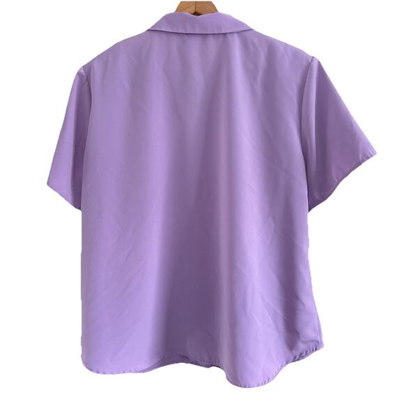 Vintage Susan Graver Style Lavender Short Sleeve Button Down Shirt Size XL - Picture 3 of 13